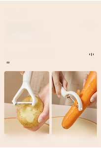 Dual-set stainless steel peeler featuring Y-shaped and straight designs for kitchen use