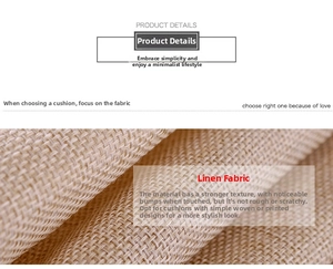 Macro shot of beige linen fabric texture showing detailed weave for throw pillow covers