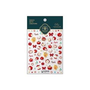 Stickers ongles 3D Pro TENSOR motifs pommes rouges et nœuds avec effet relief