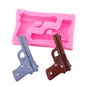 Pink 3D pistol silicone mold for chocolate, fondant, soap and gypsum handicrafts decoration