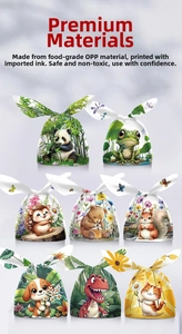Detail of food-grade OPP gift bags with cartoon animal ears and high-quality prints