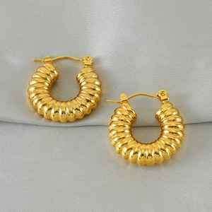 Orecchini a cerchio intrecciati stile vintage francese placcati in oro con finitura lucida