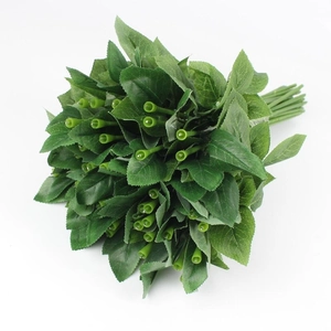 Artificial green rose stems with leaves for wedding bouquets and floral arrangements