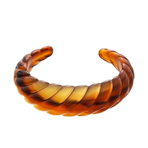 Retro amber acrylic twisted cuff bracelet with a thick geometric open design for women