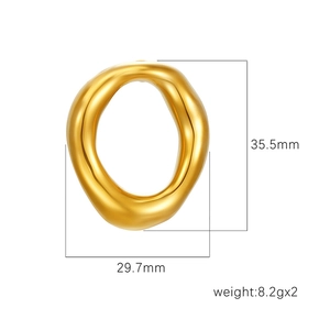 Gold hollow geometric earrings in stainless steel with 35.5mm size and 8.2g weight