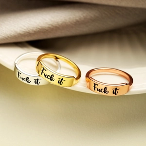 Minimalist S925 sterling silver Fuck It rings in silver, gold, and rose gold finishes