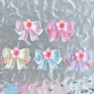 Cherry Blossom Bowknot Resin Charms Transparent Flower Bow Pendants For DIY Jewelry Making Accessories