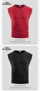 Detail view of red and black quick-dry sport tank tops with moisture-wicking fabric texture