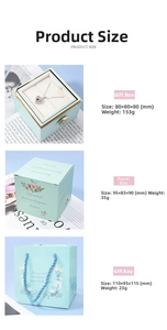 Detailed dimensions and weight of the rotating rose jewelry box and gift packaging set