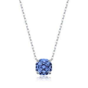Octagon rose cut tanzanite blue stone pendant on a silver S925 sterling silver chain