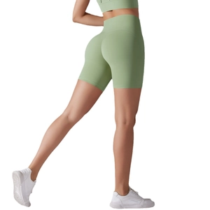 Fruit green high-waisted seamless yoga shorts showing contouring and lifting effect