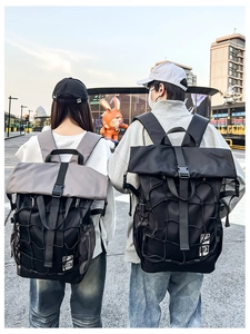 Outdoor basketball backpack detail showing the spacious design and padded shoulder straps