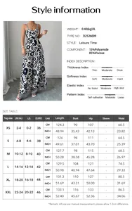 Detailed size guide table for women elegant floral knot cami wide leg jumpsuit