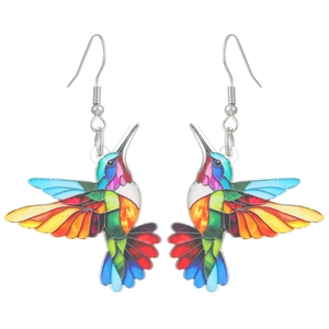 Pendientes de colibrí en acrílico colorido para la fiesta de San Patricio