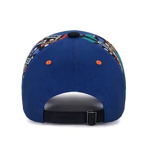 Casquette de baseball bleu roi avec motifs ethniques et sangle arrière réglable