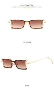 Retro leopard square sunglasses with gold metal temples and tea gradient lenses