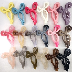 Elegant Large Bow Knot Hair Claw Clip Matte Glossy Plastic Acrylic Ribbon Shark Clip For Women Hair Accessories