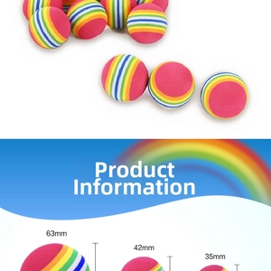 Palline di schiuma arcobaleno per animali domestici in tre misure 63mm 42mm e 35mm
