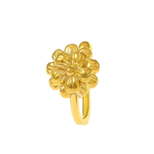 Clip de nez fleur dorée minimaliste en forme de U avec finition métallique polie