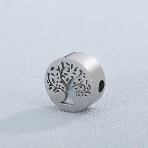 Silver stainless steel round tree of life cutout pendant for DIY jewelry making