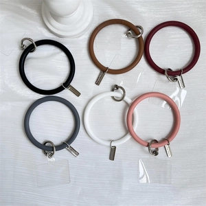 Detailed set of silicone phone wrist straps in six colors with metal clasps and connectors