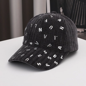 Corduroy Baseball Cap Metal Letter Rivets Adjustable Curved Brim Hip Hop Streetwear Trendy Men Women