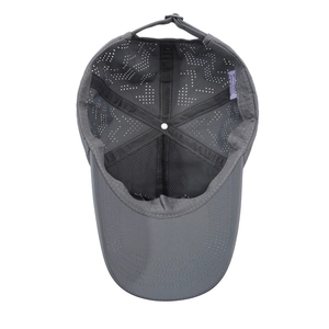Quick-dry breathable dark grey baseball cap with laser-cut holes and mesh lining