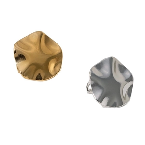 Minimalist irregular wavy stackable rings in gold and silver finish with open design