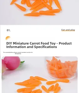 Detailed close-up of 1.8cm miniature resin carrots for DIY dollhouse and food play