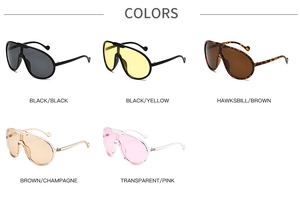 Detailed grid view showcasing five different color variations of the oversized frame sunglasses