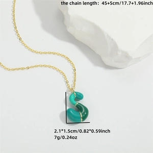 Gold-plated letter S enamel balloon pendant necklace with O-chain and size specifications