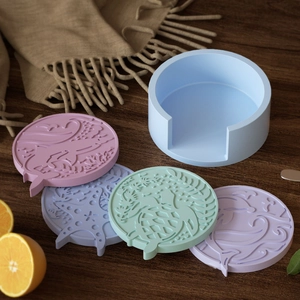 Untersetzer-Set mit Meerestieren, 3D-Schildkröten- und Seestern-Motiven auf Holz