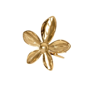 Bague fleur minimaliste en acier inoxydable doré avec texture martelée et design 3D