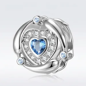 Heart Charm Dolphin Ocean 925 Sterling Silver Blue Cubic Zirconia For Bracelet Necklace DIY Jewelry Accessories