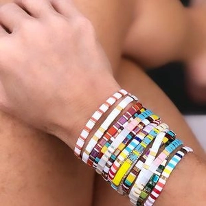 Handmade Miyuki Tila Bead Bracelet Square Flat Glass Tile Beads Bangle Bohemian Summer Beach Jewelry For Women