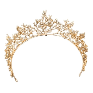 Couronne baroque dorée élégante avec motif de branches pour accessoires de cheveux de mariée