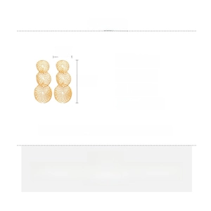 Detailed specs for gold-toned mesh disk earrings with copper material and size info