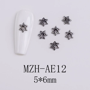 Black metal hexagram nail charm size 5x6mm for dark style manicure nail art