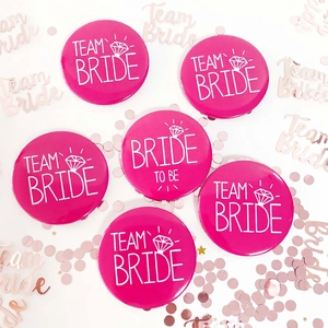 Badges De Fête D'enterrement De Vie De Jeune Fille Fer-Blanc Bride To Be Team Bride Rond Cœur Diamant Mariage Déco
