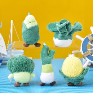 Variety of cute vegetable plush pendants including broccoli and corn for bag decor