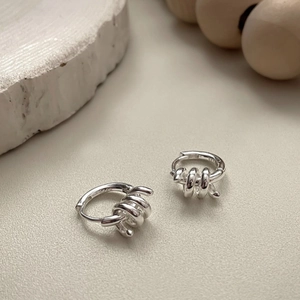 Orecchini a Cerchio Intrecciati Geometrici Minimalisti in Argento Sterling S925 Gioielli Avvolti a Spirale Vintage da Donna