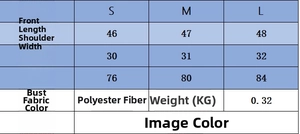 Size chart for loose knit sweater showing measurements for S, M, and L in centimeters