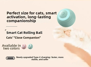 Detailed view of smart interactive cat ball with Type-C charging port and silicone texture