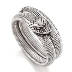 Vintage Stainless Steel Snake Wrap Bracelet For Men And Women Gothic Punk Spiral Cobra Bangle Adjustable Jewelry