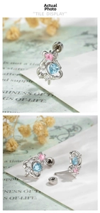 Detail of sweet star and heart piercing studs with secure screw flat back design