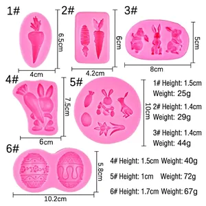 Cartoon rabbit and Easter egg silicone molds set for DIY fondant and clay decorations