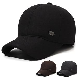 Men Winter Baseball Cap Woolen Fabric Foldable Ear Protection Warm Windproof Outdoor Casual Adjustable Hat