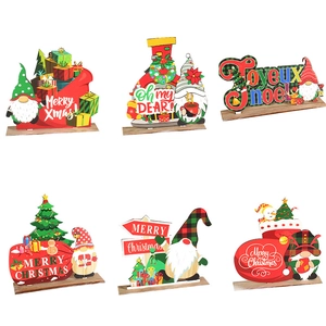 DIY wooden Christmas gnome table ornaments with festive patterns and wood base
