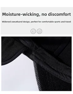 Detail of moisture-wicking sweatband inside the warm wool baseball cap for men
