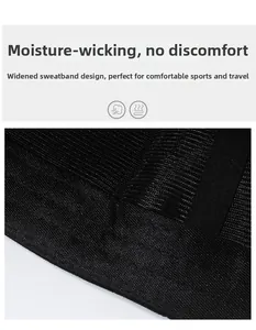 Detail of the widened moisture-wicking sweatband on a breathable black baseball cap